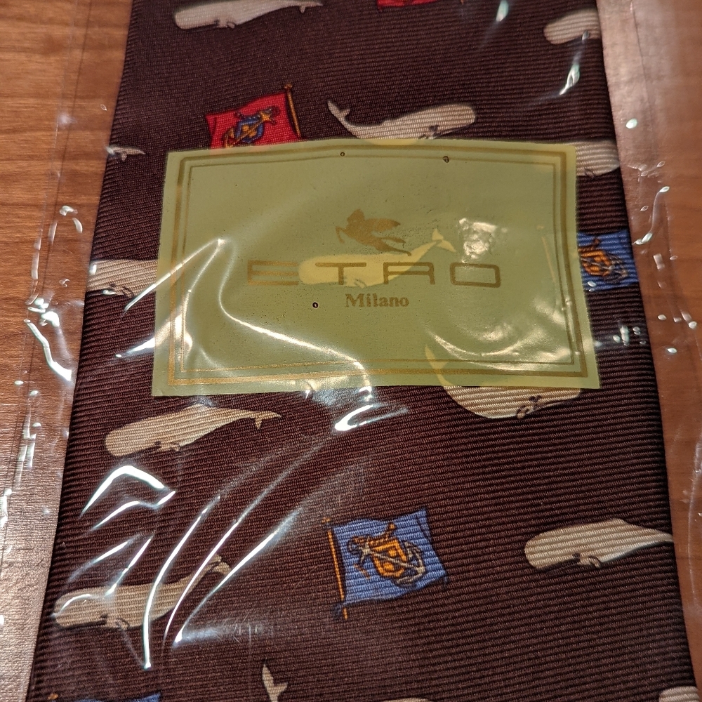 Etro tie with whales red, blue, and white